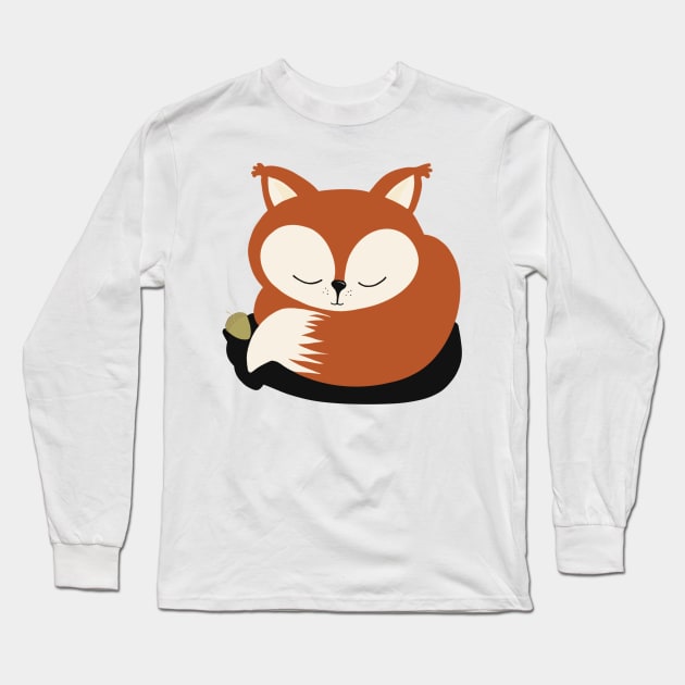 Sleeping Little fox Long Sleeve T-Shirt by marina63